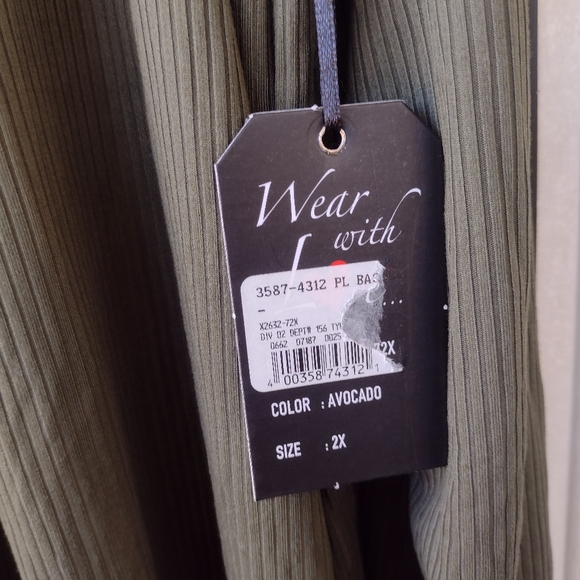 Splash Plus Women's Avocado Rib Knit Long Open Front Cardigan, Size 2X - Picture 5 of 8